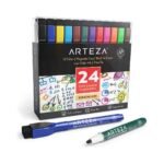 Arteza (12 Colors) Magnetic Whiteboard Markers With Eraser (Fine Tip | Pack of 24)